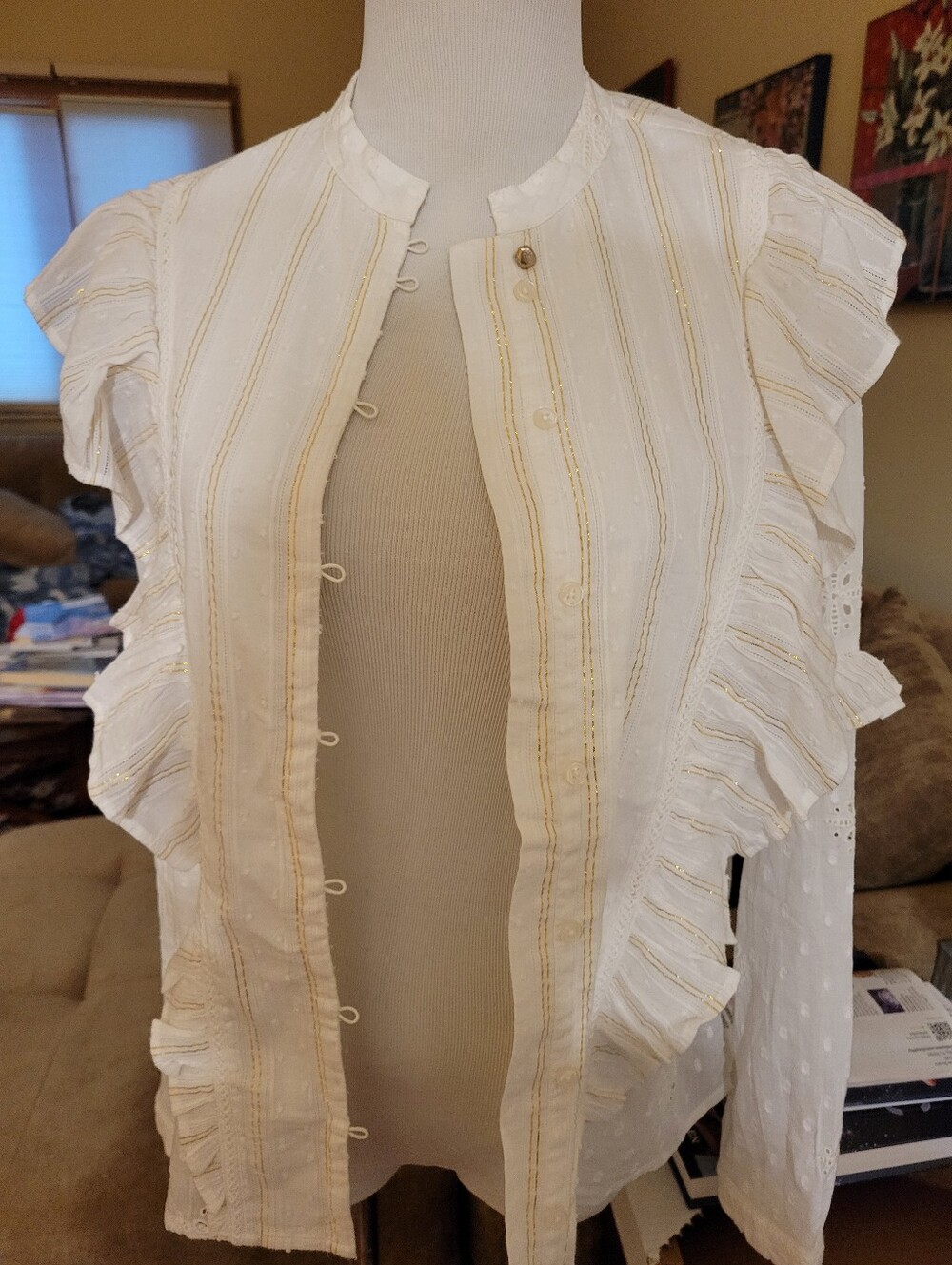 Scotch And Soda Brand Ruffled Peasant Blouse